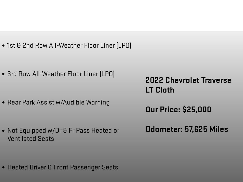 Used 2022 Chevrolet Traverse LT w/ LPO, Black Accent Package AWD/4WD image 24