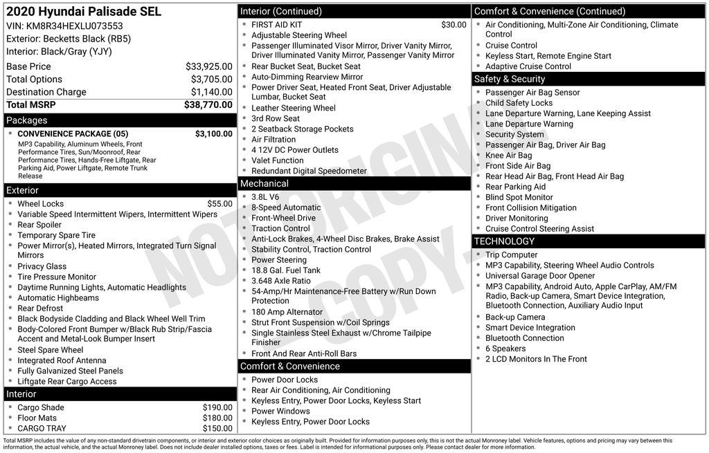 Used 2020 Hyundai Palisade SEL w/ Convenience Package FWD image 49