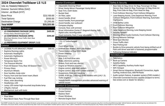 Used 2024 Chevrolet TrailBlazer LS w/ LS Convenience Package FWD image 14