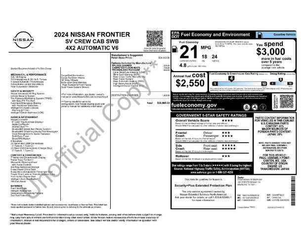 Certified 2024 Nissan Frontier SV w/ Technology Package RWD image 25