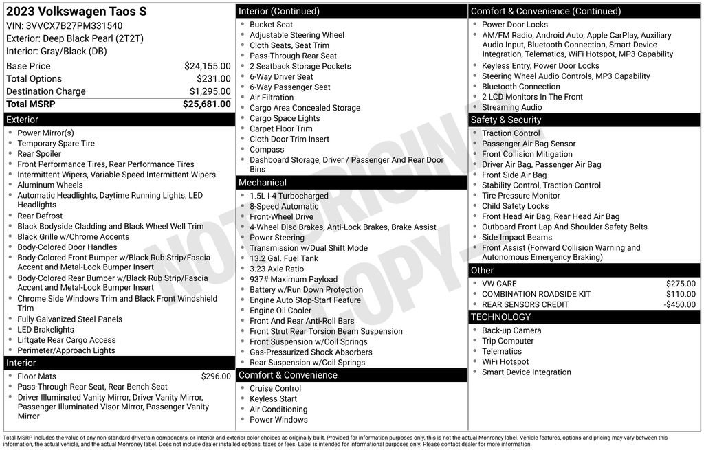 Certified 2023 Volkswagen Taos S FWD image 8