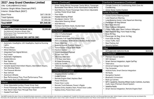 New 2027 Jeep Grand Cherokee Limited w/ Limited Altitude Package AWD/4WD image 49