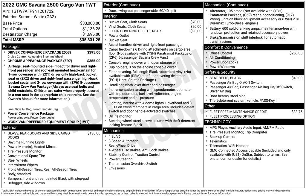 Used 2022 GMC Savana 2500 w/ Driver Convenience Package RWD image 24