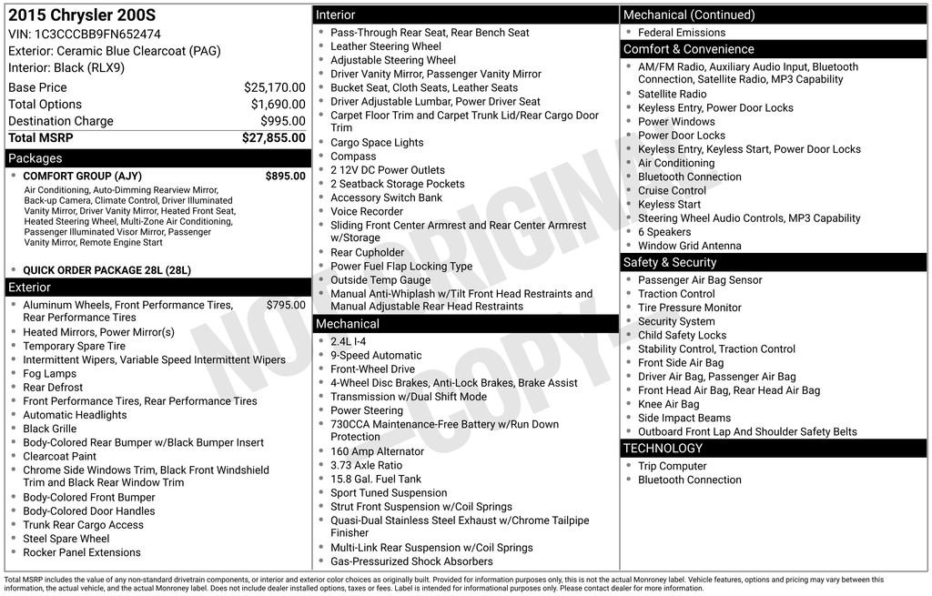 Used 2015 Chrysler 200 S w/ Comfort Group image 6