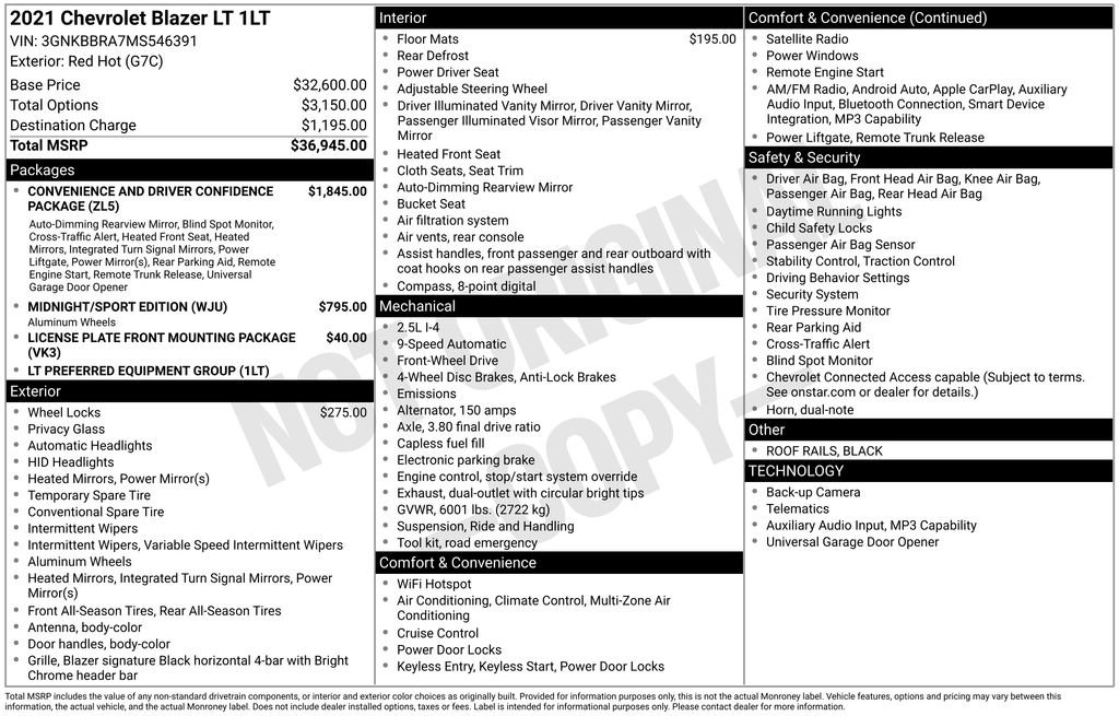 Certified 2021 Chevrolet Blazer LT FWD image 40