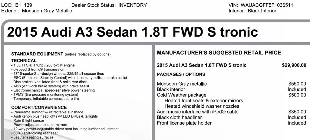 Used 2015 Audi A3 1.8T Premium w/ Cold Weather Package image 17