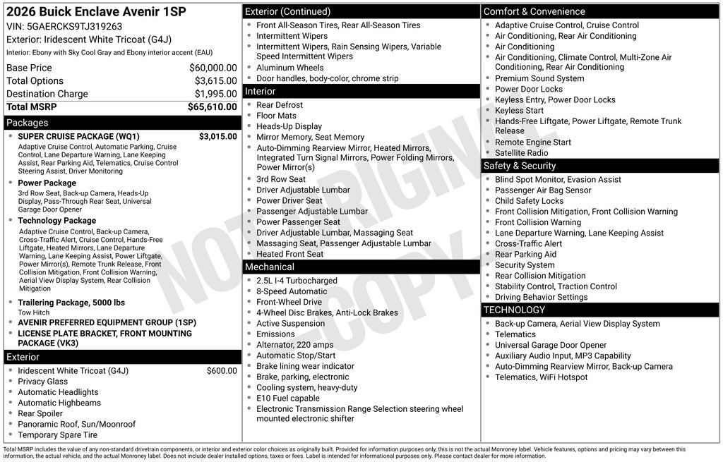 New 2026 Buick Enclave Avenir w/ Super Cruise Package FWD image 26
