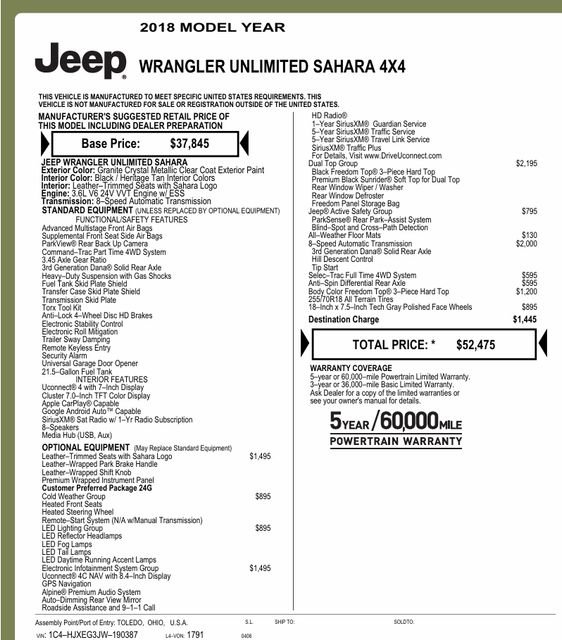 Used 2018 Jeep Wrangler Unlimited Sahara w/ Dual Top Group image 6