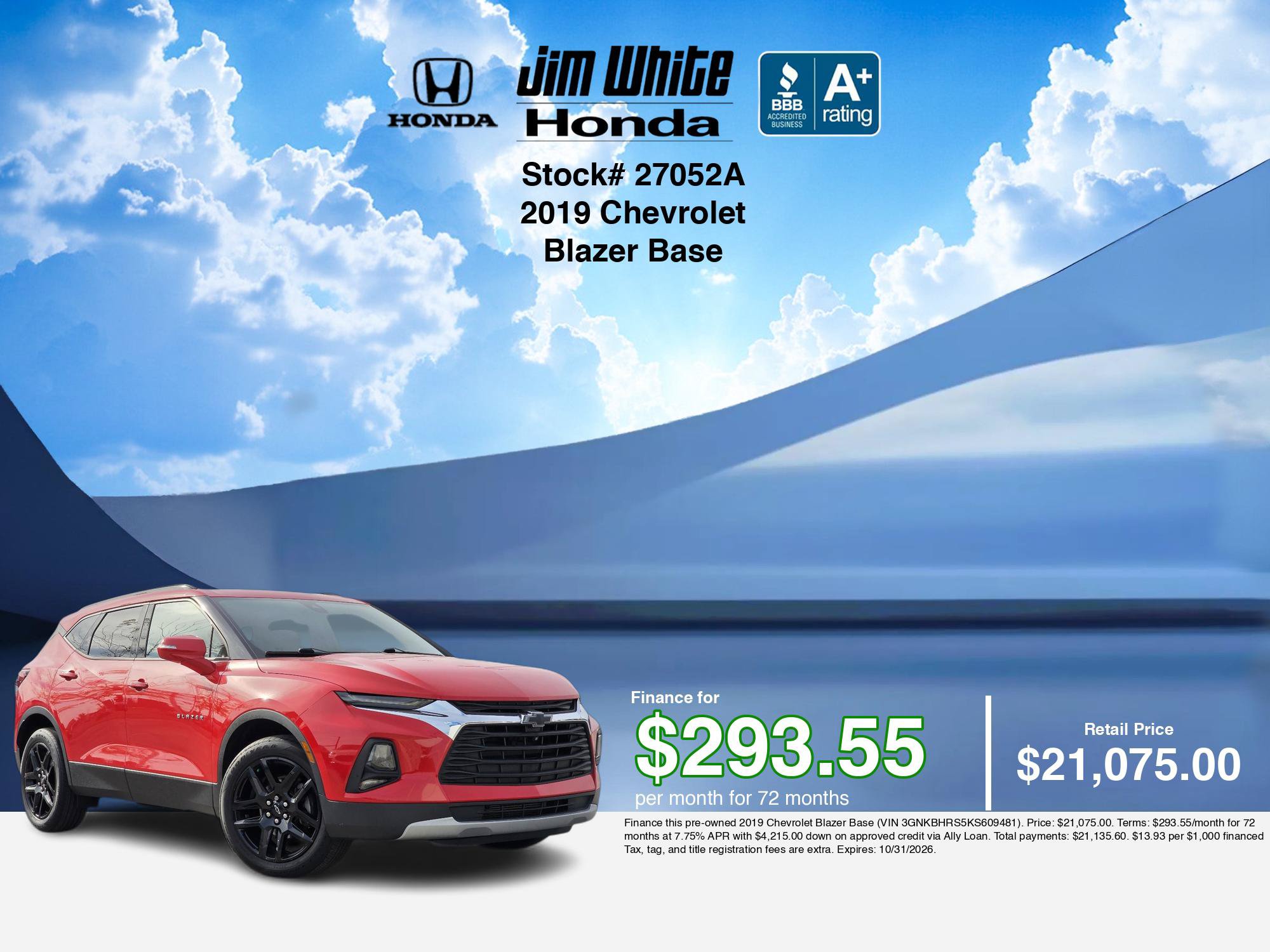 Used 2019 Chevrolet Blazer LT w/ Sun and Wheels Package AWD/4WD image 5