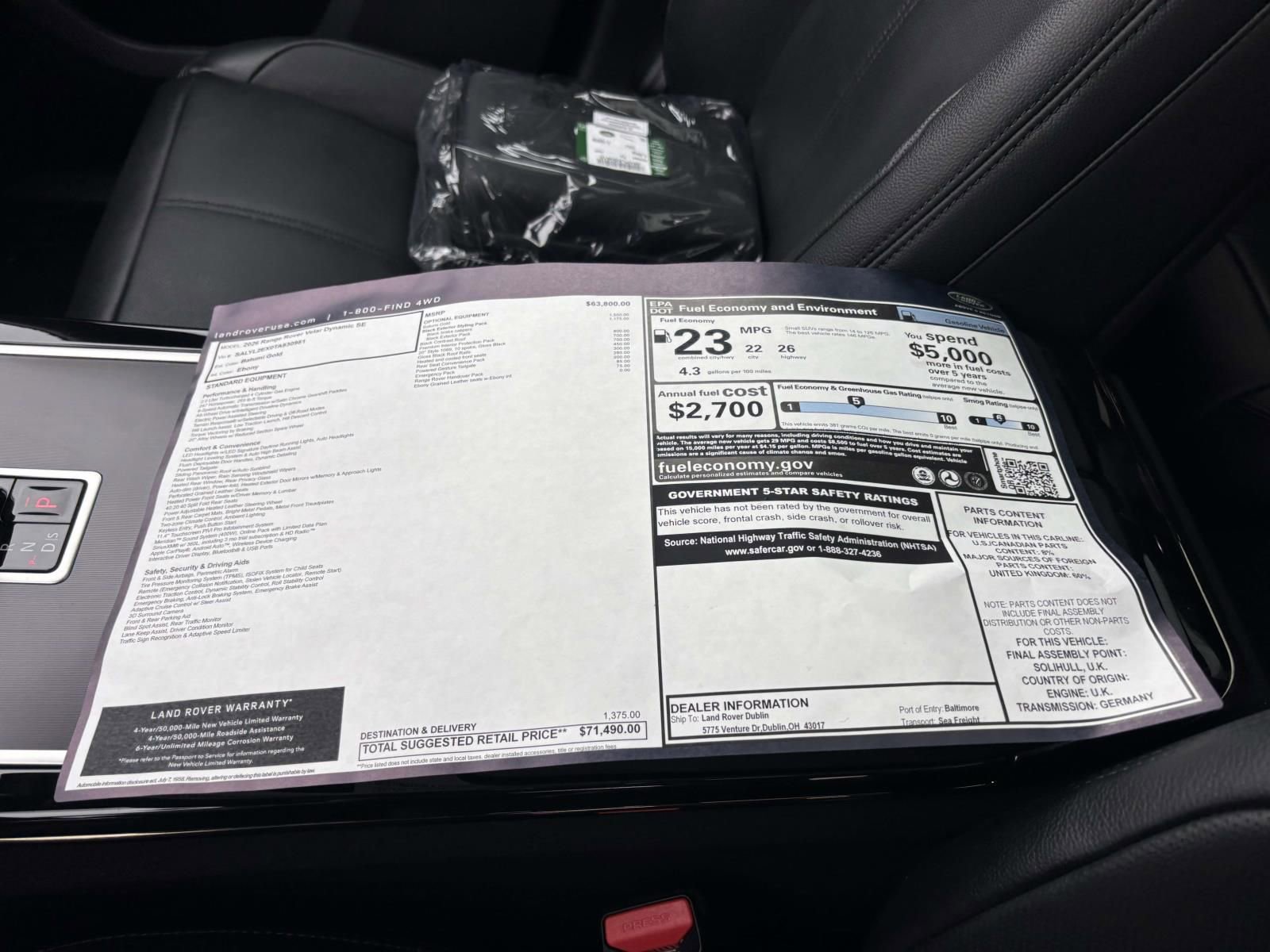 New 2026 Land Rover Range Rover Velar Dynamic SE image 30