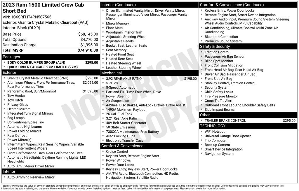 Used 2023 RAM 1500 Limited w/ Body Color Bumper Group AWD/4WD image 51