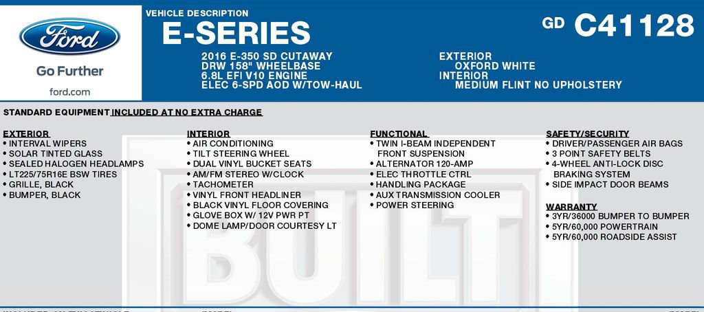 Used 2016 Ford E-350 and Econoline 350 Super Duty w/ Shuttle Bus Prep Package RWD image 20