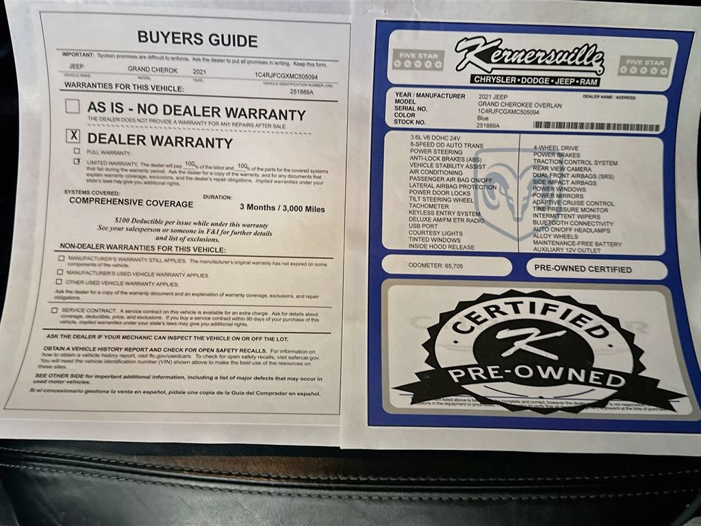 Used 2021 Jeep Grand Cherokee Overland AWD/4WD image 38
