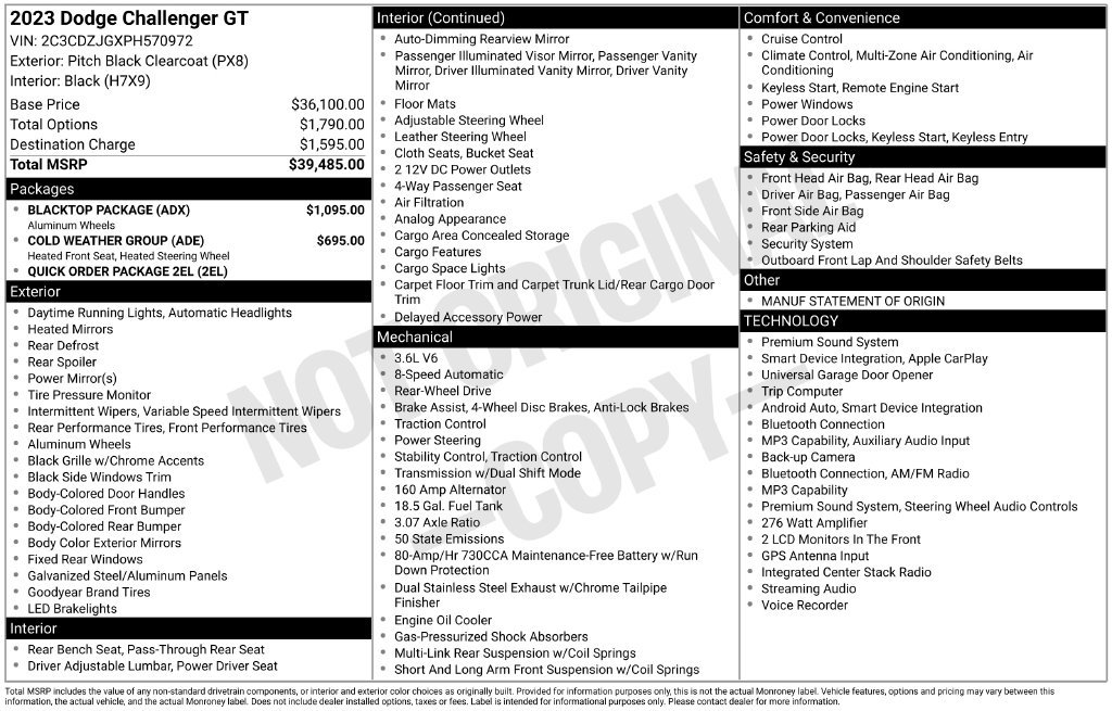 Certified 2023 Dodge Challenger GT w/ Blacktop Package RWD image 22