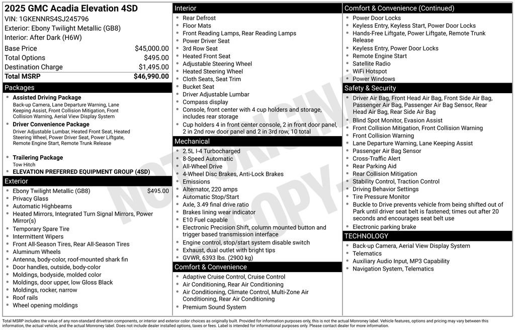 Used 2025 GMC Acadia Elevation image 45