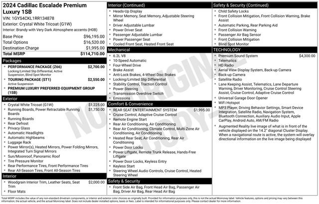 Certified 2024 Cadillac Escalade Premium Luxury w/ Performance Package AWD/4WD image 33