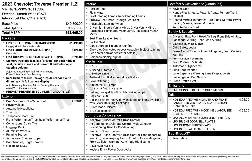 Used 2023 Chevrolet Traverse Premier w/ LPO, 'HIT The Road' Package image 28