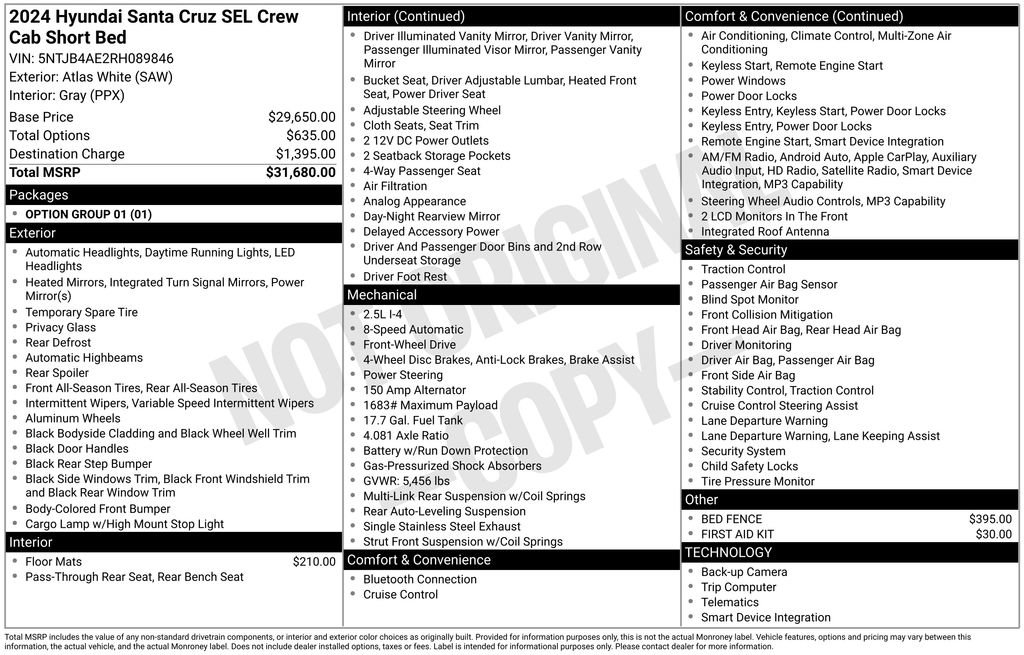 Used 2024 Hyundai Santa Cruz SEL FWD image 7