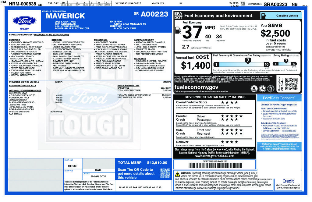 Certified 2025 Ford Maverick Lariat w/ Black Appearance Package AWD/4WD image 10