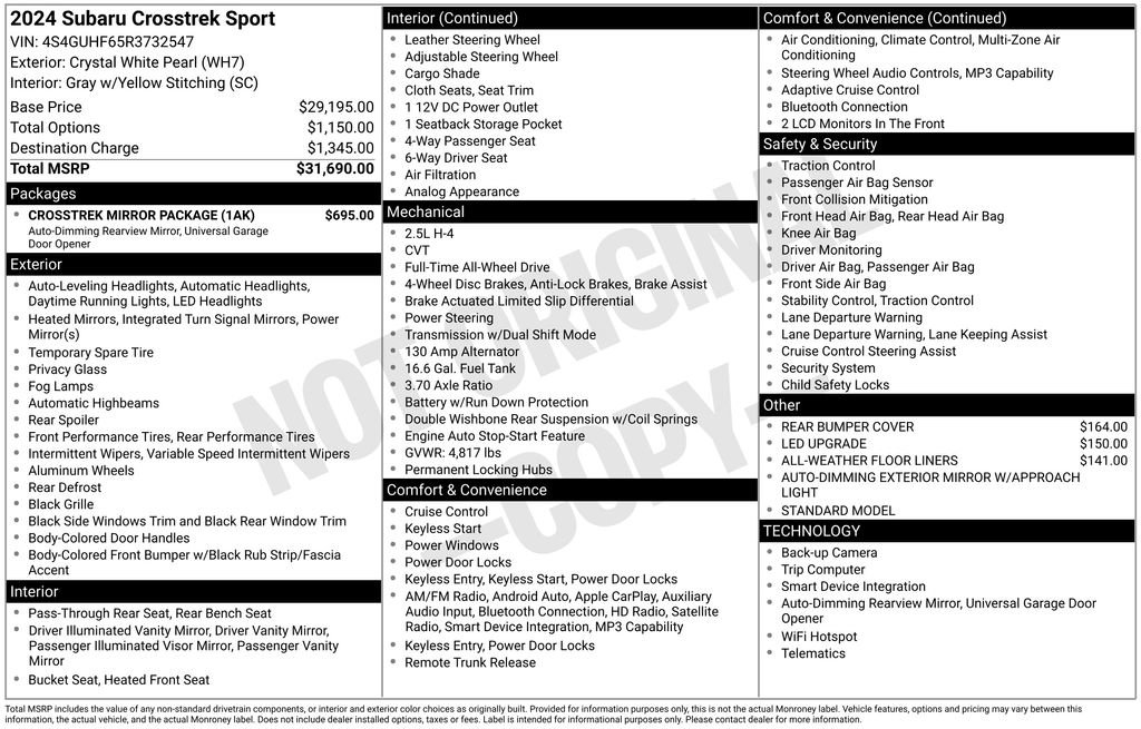Used 2024 Subaru Crosstrek 2.5i Sport w/ Crosstrek Mirror Package image 34