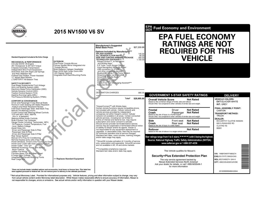 Used 2015 Nissan NV 1500 SV w/ Technology Package image 4
