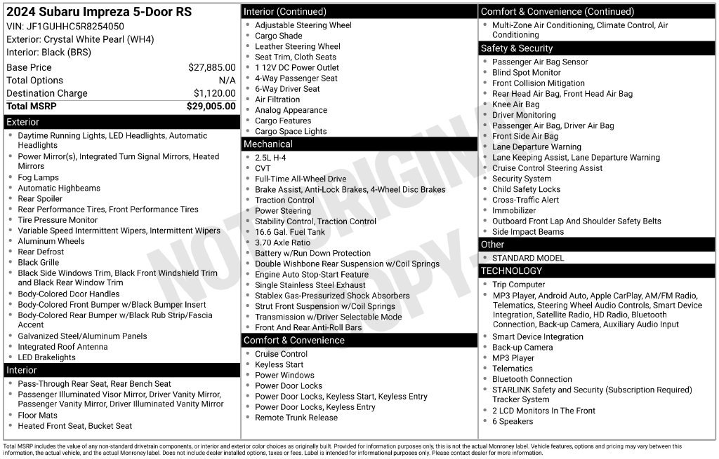 Certified 2024 Subaru Impreza RS AWD/4WD image 33