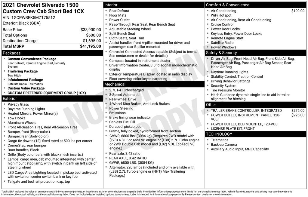Used 2021 Chevrolet Silverado 1500 Custom RWD image 38