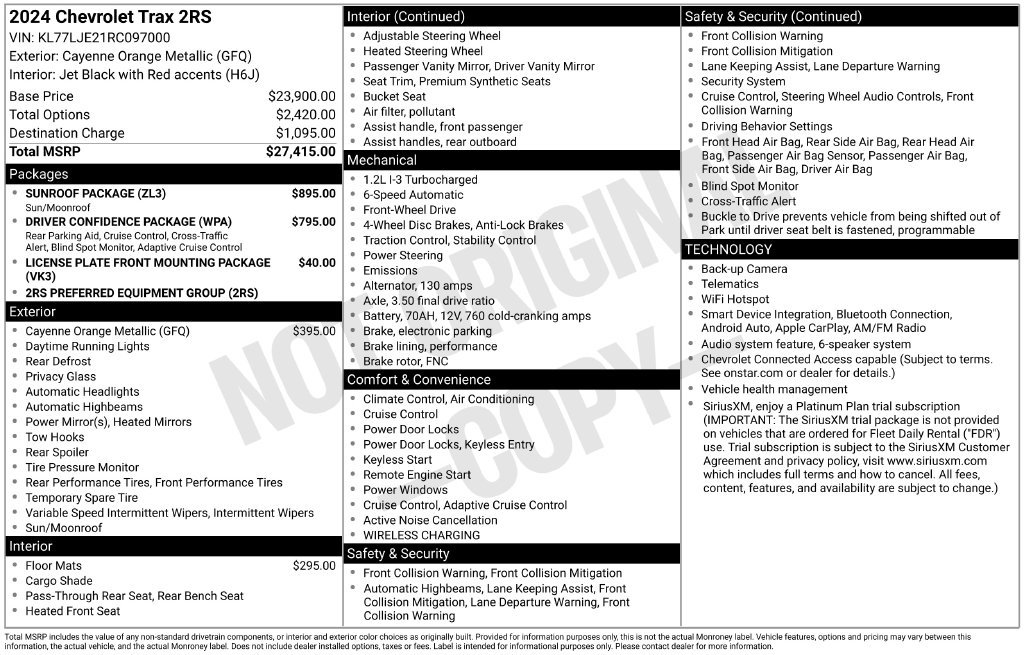 Certified 2024 Chevrolet Trax RS w/ Sunroof Package FWD image 34