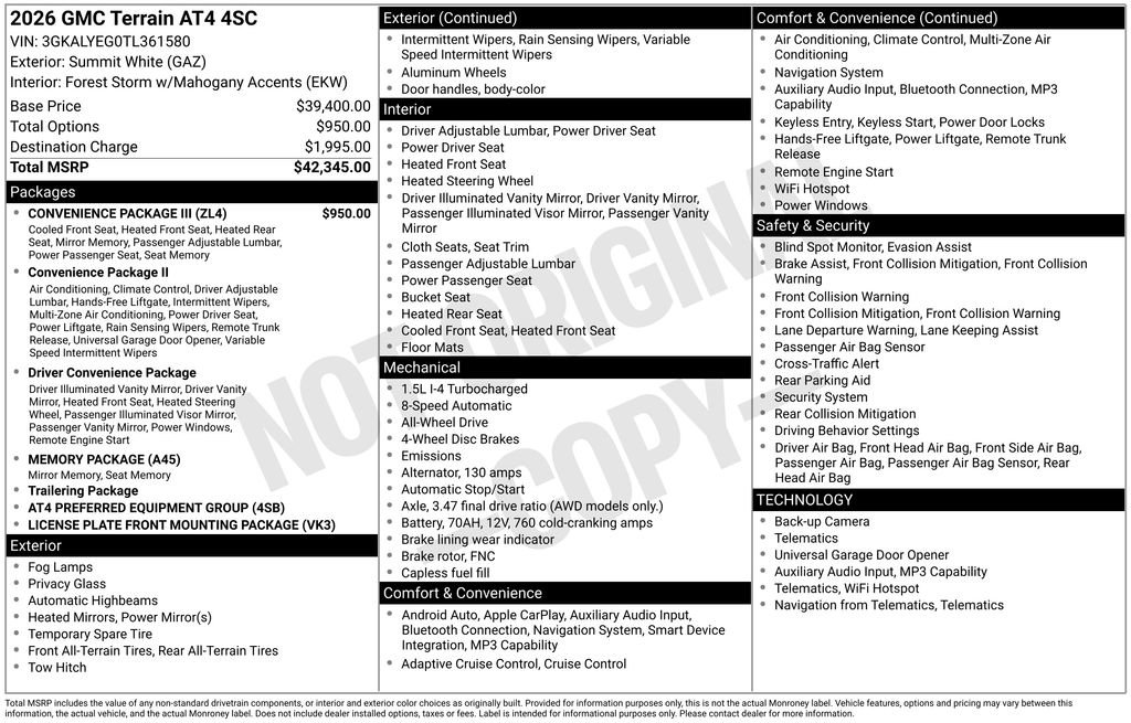 New 2026 GMC Terrain AT4 w/ Convenience Package III AWD/4WD image 6