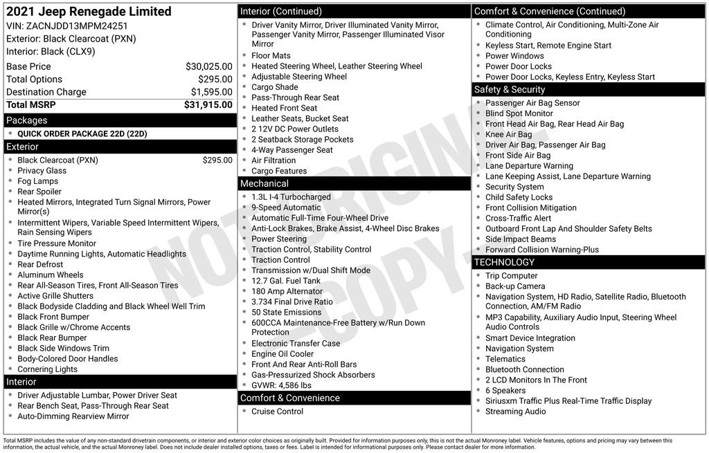 Used 2021 Jeep Renegade Limited AWD/4WD image 6
