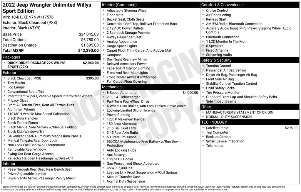Used 2022 Jeep Wrangler Unlimited Willys image 10