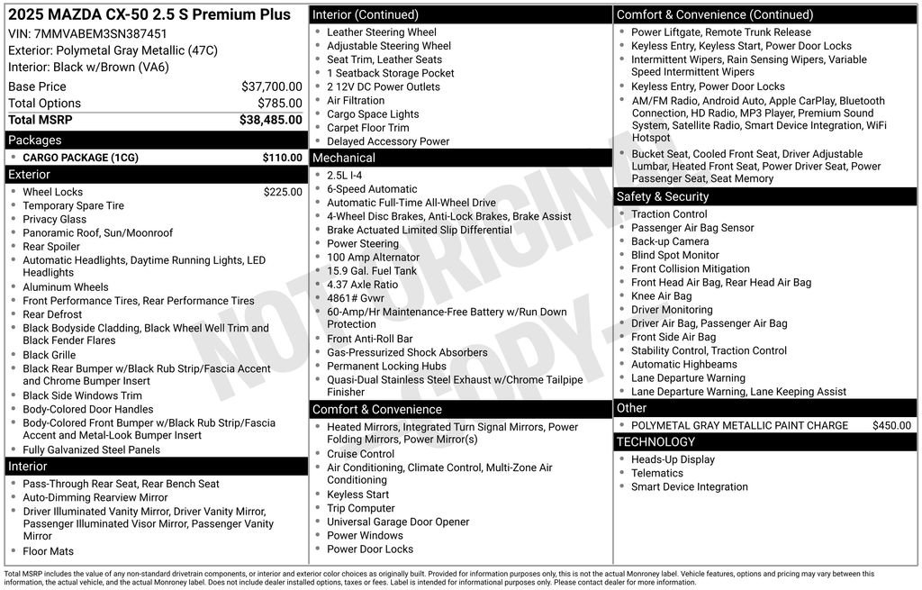 New 2025 MAZDA CX-50 AWD 2.5 S w/ Cargo Package image 4