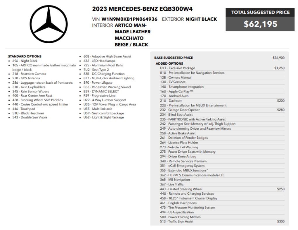 Used 2023 Mercedes-Benz EQB 300 4MATIC w/ Exclusive Package image 2