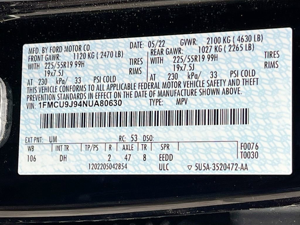 Used 2022 Ford Escape Titanium w/ Titanium Elite Package image 34