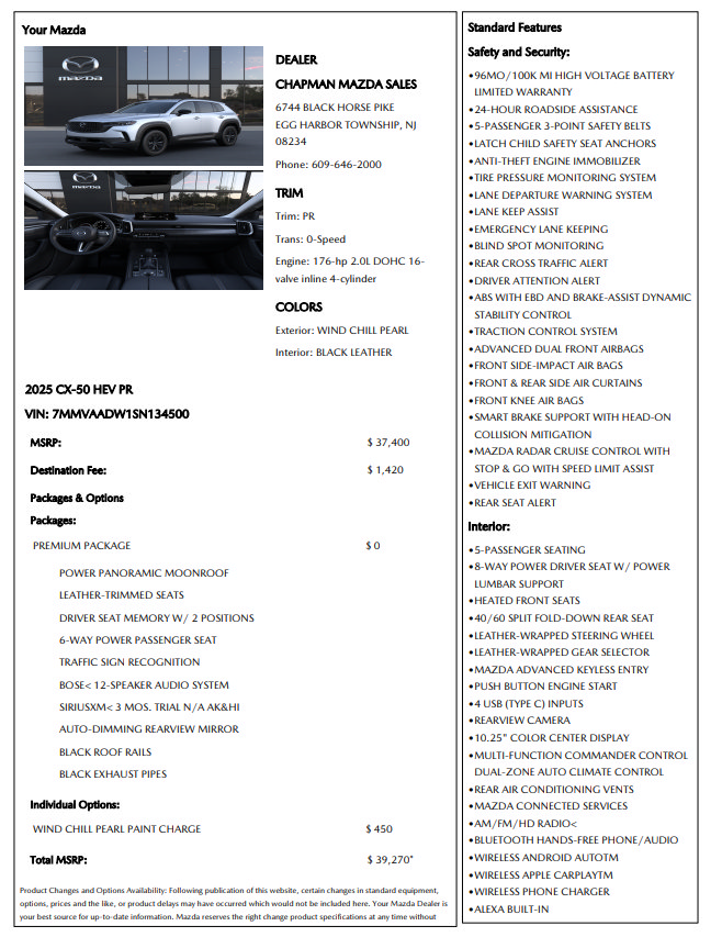 Used 2025 MAZDA CX-50 AWD 2.5 Hybrid w/ Premium Pkg image 34