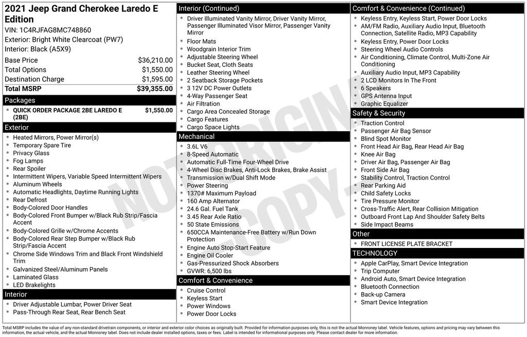 Used 2021 Jeep Grand Cherokee Laredo AWD/4WD image 4