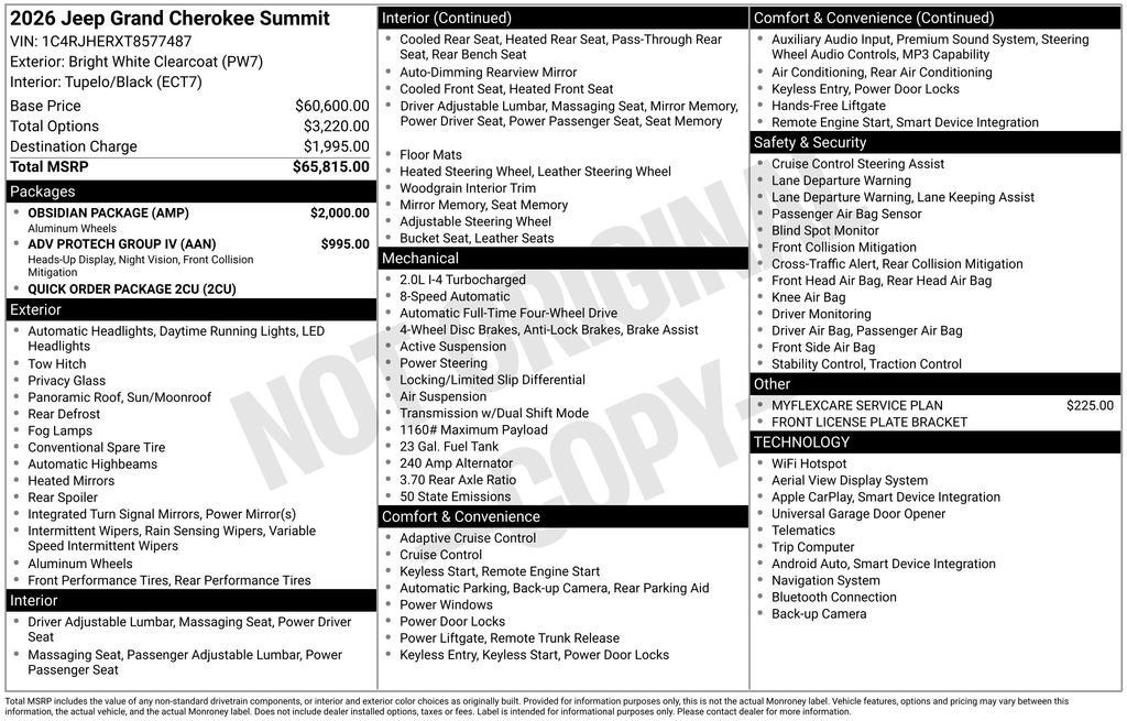 New 2026 Jeep Grand Cherokee Summit w/ Obsidian Package AWD/4WD image 39