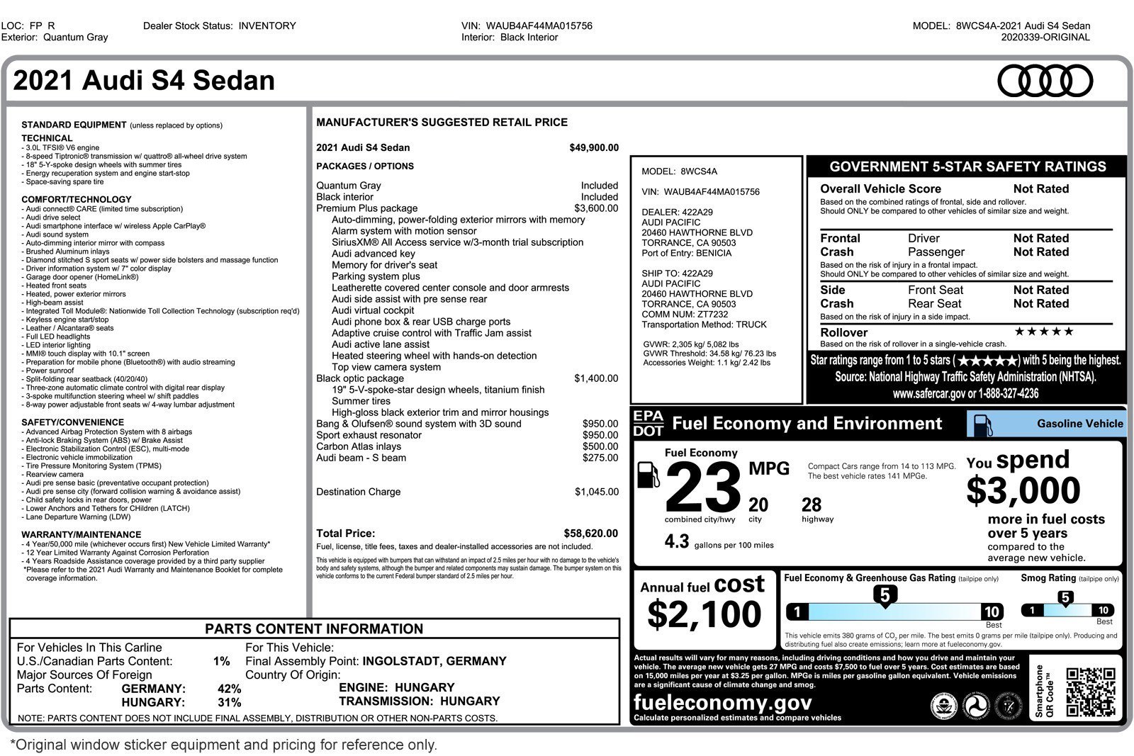 Used 2021 Audi S4 Premium Plus w/ Premium Plus Package AWD/4WD image 2
