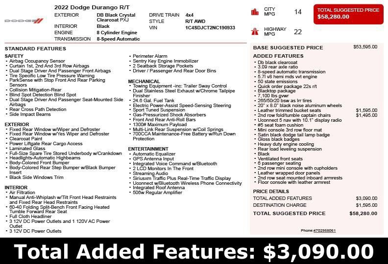 Used 2022 Dodge Durango R/T w/ Blacktop Package image 3