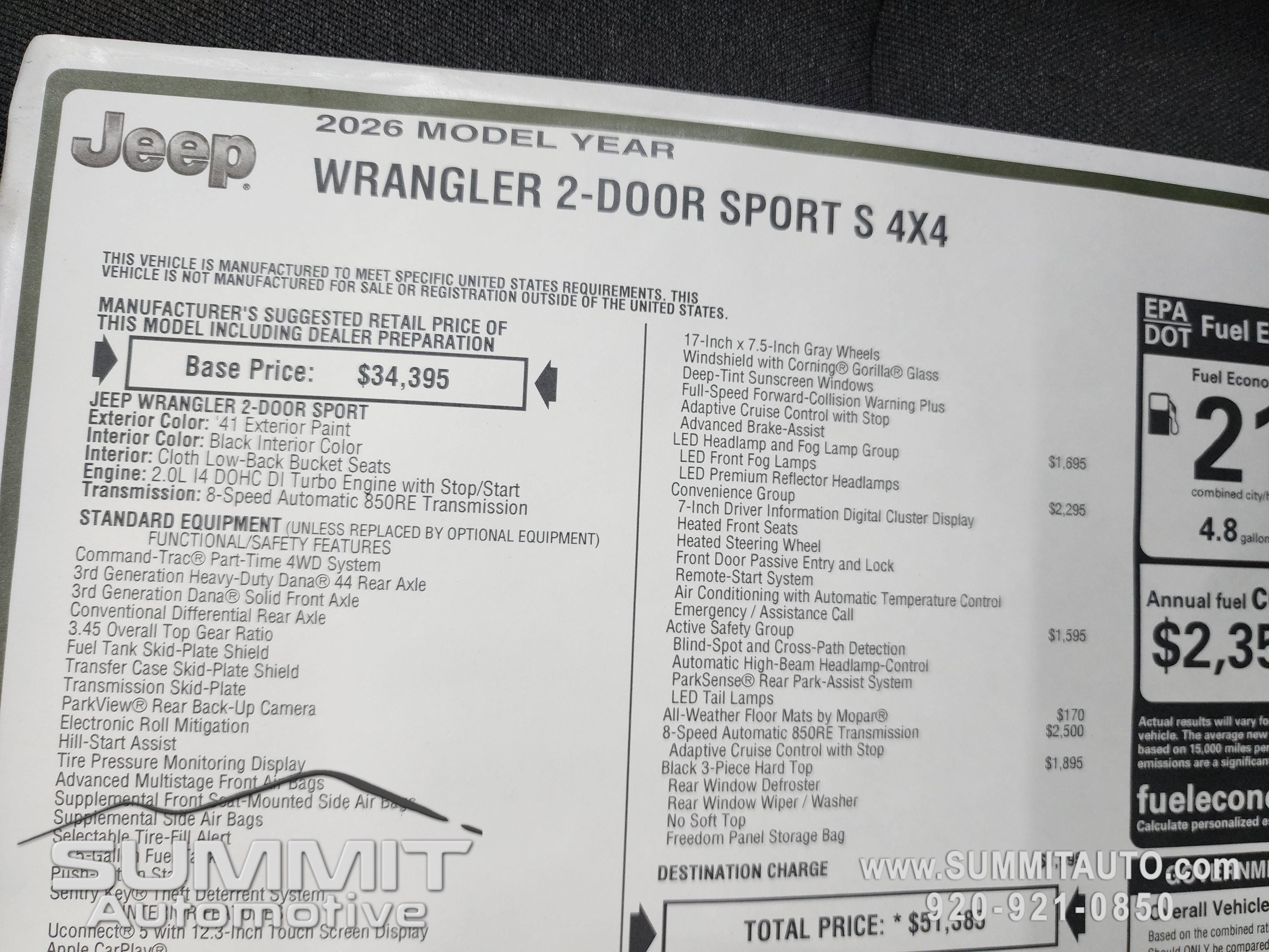 New 2026 Jeep Wrangler Sport S image 57