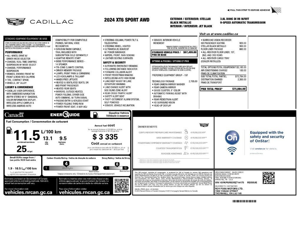 Used 2024 Cadillac XT6 Sport w/ Technology Package AWD/4WD image 2