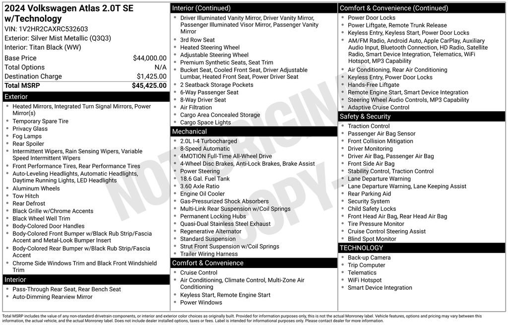 Used 2024 Volkswagen Atlas SE image 23