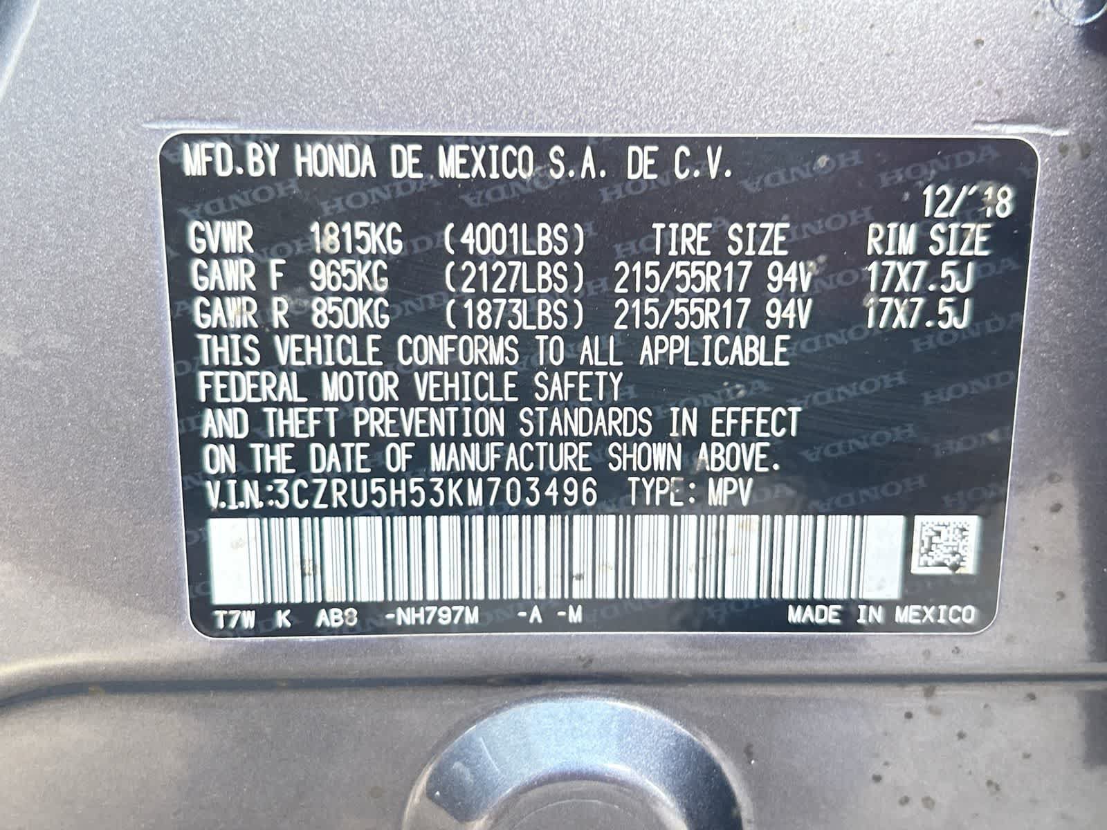 Certified 2019 Honda HR-V EX image 2