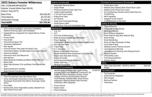Certified 2023 Subaru Forester Wilderness AWD/4WD image 37