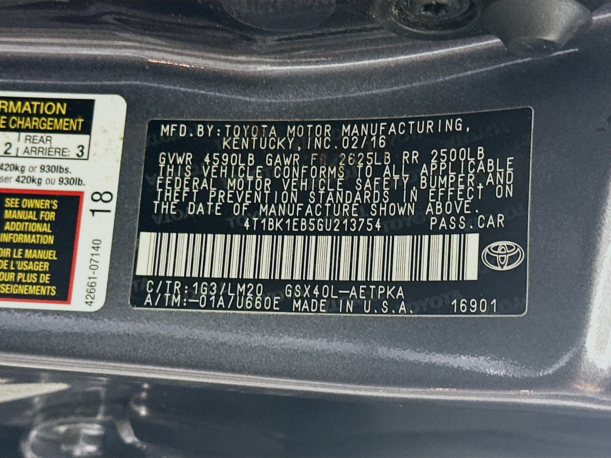 Used 2016 Toyota Avalon Limited w/ Toyota Safety Sense Package FWD image 12