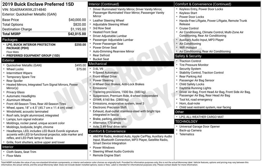 Used 2019 Buick Enclave Preferred image 15