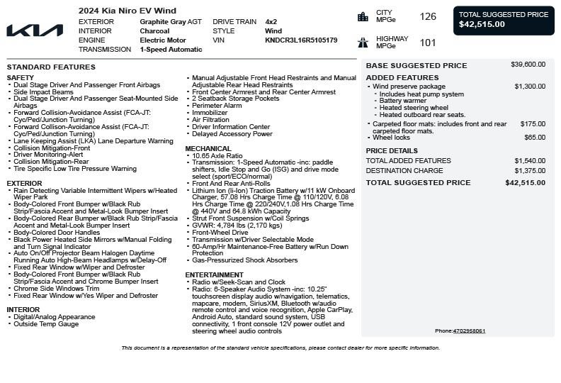 Used 2024 Kia Niro Wind w/ Wind Preserve Package FWD image 3