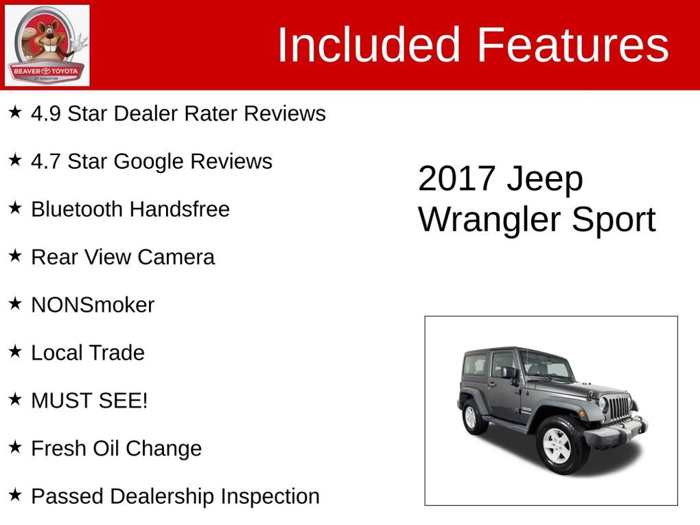 Used 2017 Jeep Wrangler Sport w/ Quick Order Package 24S AWD/4WD image 4
