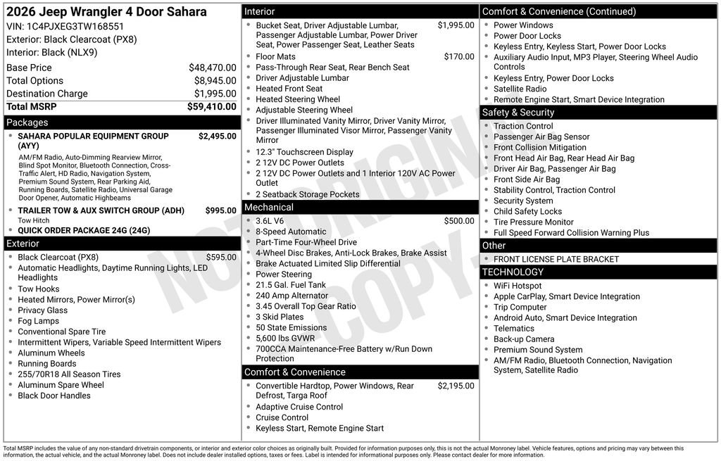 New 2026 Jeep Wrangler Unlimited Sahara AWD/4WD image 4