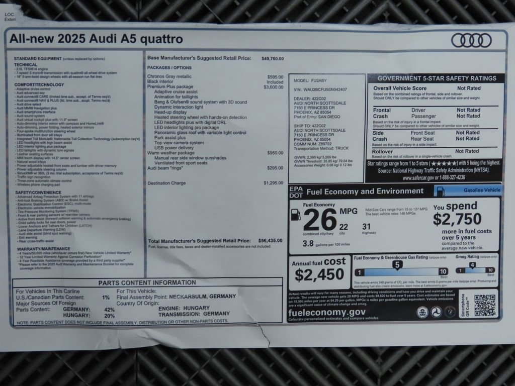New 2025 Audi A5 2.0T Premium Plus image 9